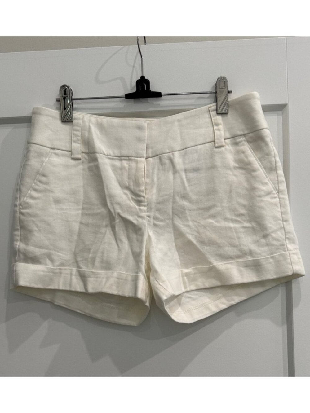 Cream Tailored Linen-Blend Bermuda Shorts
